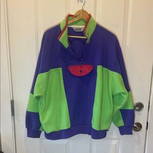 Jessica Sport Purple and Green Colorblock Sweatshirt